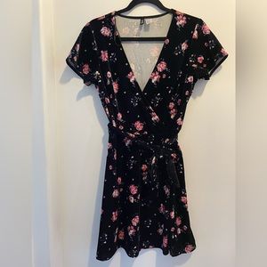 Velvet floral wrap dress
